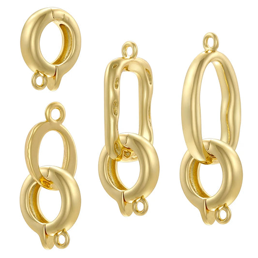 ZHUKOU 18K Gold Plated Connector Clasps for Jewelry Crafting in Four Elegant Styles