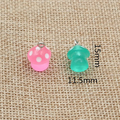 Whimsical Cartoon Mushroom Charms Set for Women and Girls - 10PCS Handmade Resin Gifts