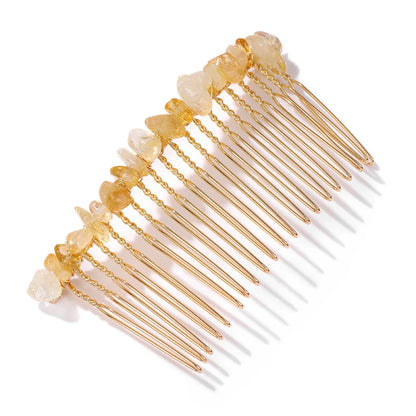 Crystal Bliss Hair Combs - Healing Quartz Stone Hair Accessories for Weddings & Special Occasions Citrine
