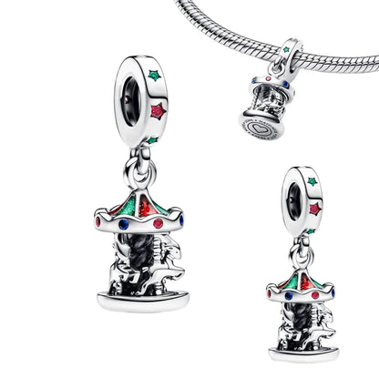 Original 925 Sterling Silver Blue Zircon Space Charms Aircraft Planet Astronaut Beads for DIY Necklace and Bracelet Jewelry Gift