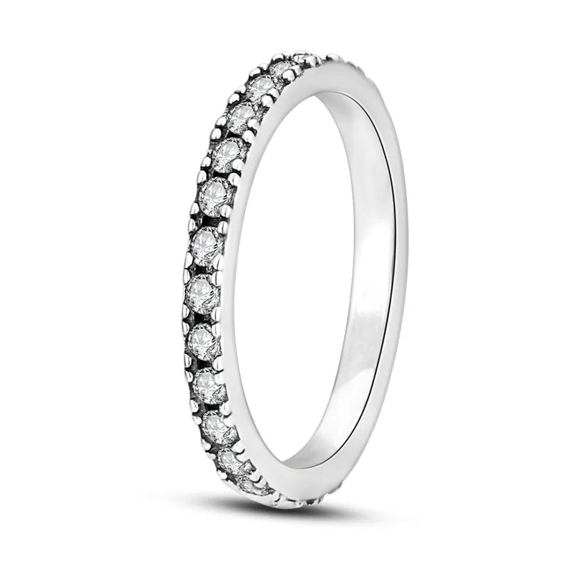Silver Plated Luxury Stackable Ring for Women with Real Zircon Infinite Flower Daisy Design for Engagement and Wedding Parties APTR070
