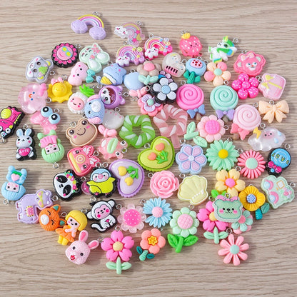 Charming Resin Animal Flower Food Fruit Set for DIY Earrings Bracelets Keychains