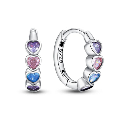 Sterling Silver Heart Zircon Hoop Earrings for Women