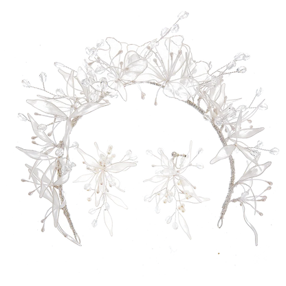 Crystal Blossom Bridal Hairband Handmade Wedding Headpiece for Women