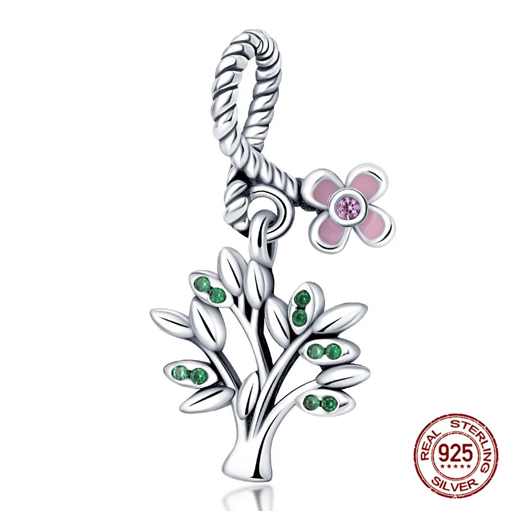 Elegant Sterling Silver Purple Flower Beads for DIY Jewelry and Charm Bracelets