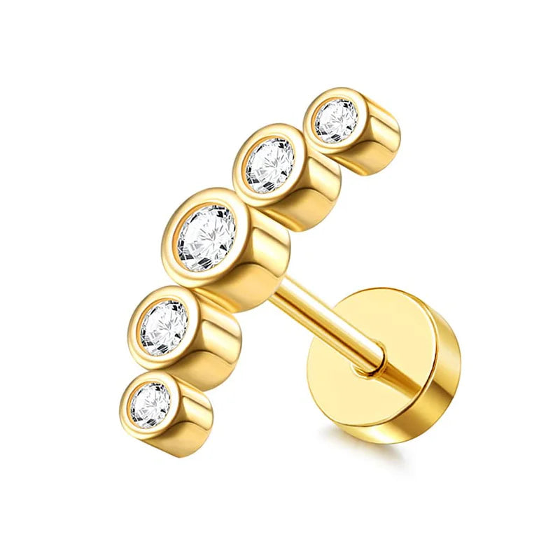 Drperfect Surgical Steel Butterfly Flower Cartilage Stud Earrings for Women with Screw-Back Design