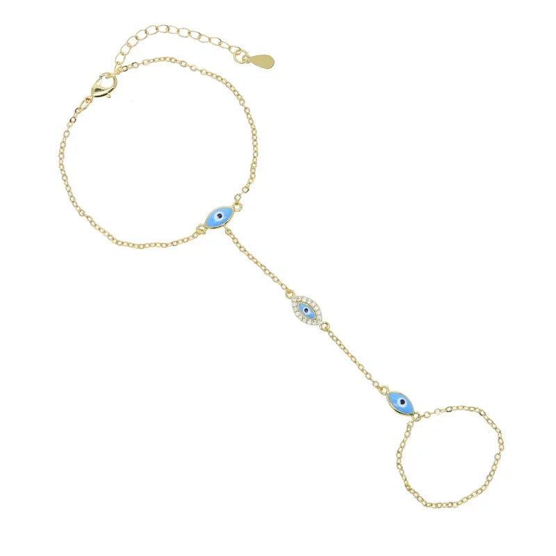 Elegant Gold Enamel Evil Eye Charm Bracelet For Women Fashion Jewelry