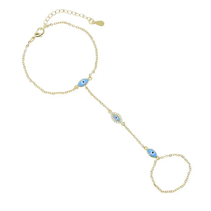 Elegant Gold Enamel Evil Eye Charm Bracelet For Women Fashion Jewelry