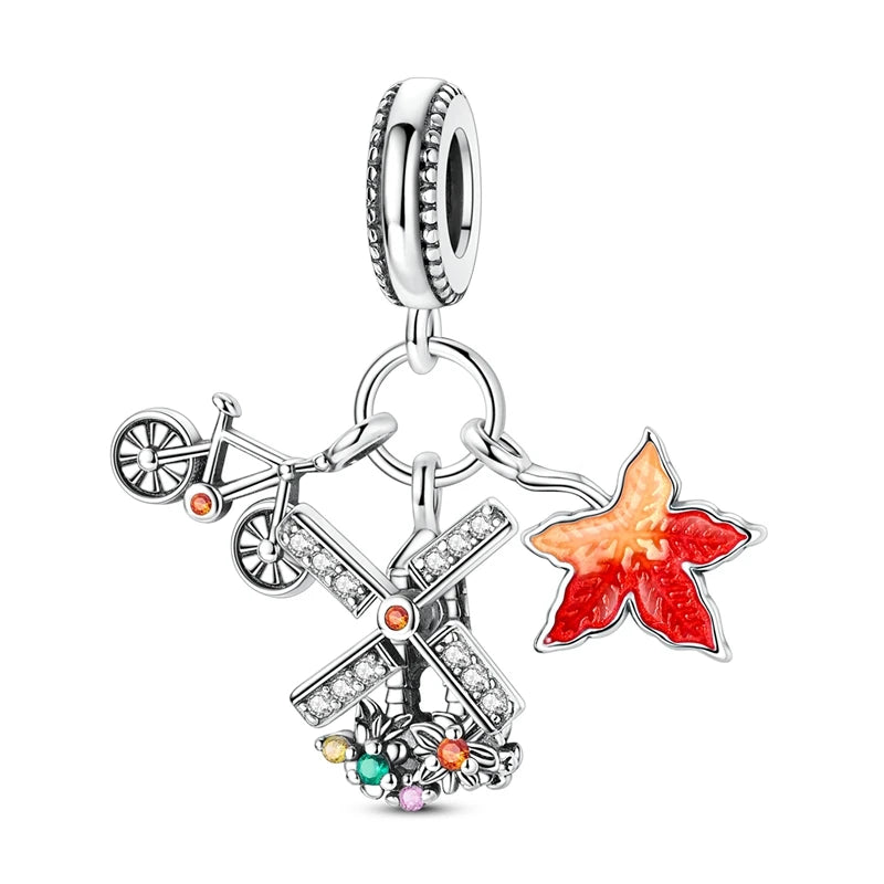 925 Sterling Silver Butterfly Clip Dangle Charms For Women