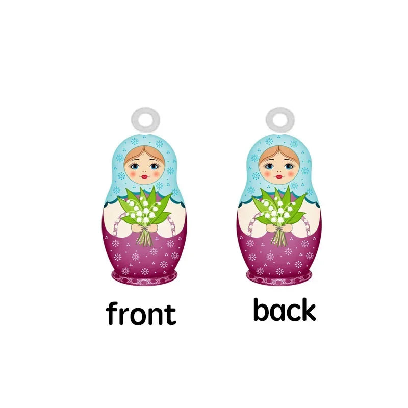 Matryoshka Doll Acrylic Charms Double Sided Jewelry Accessories