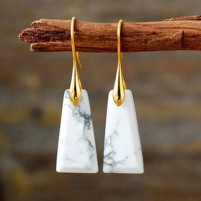 Lapis Lazuli Trapezoid Drop Earrings for Women 2023 Elegant Bold Fashion Jewelry Valentine's Day Gift