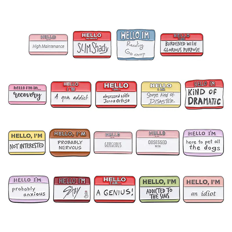 Quirky Anxious Dialog Enamel Lapel Pins for Unique Fashion Statements