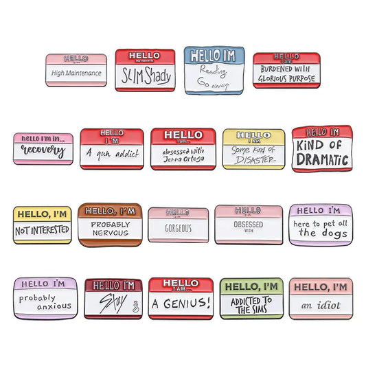 Quirky Anxious Dialog Enamel Lapel Pins for Unique Fashion Statements