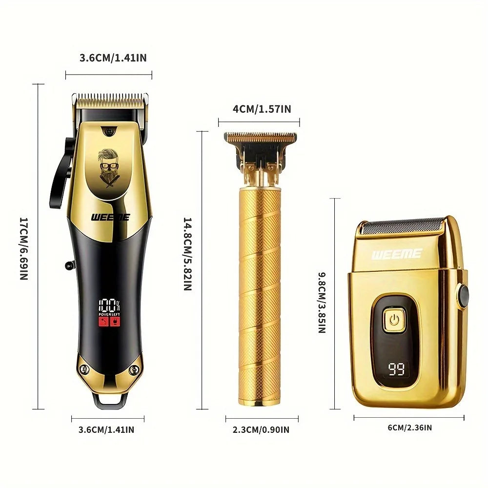 USB Rechargeable Hair Clippers Set for Men with Stainless Steel Blades and Electric Trimmers Ideal for Home Use