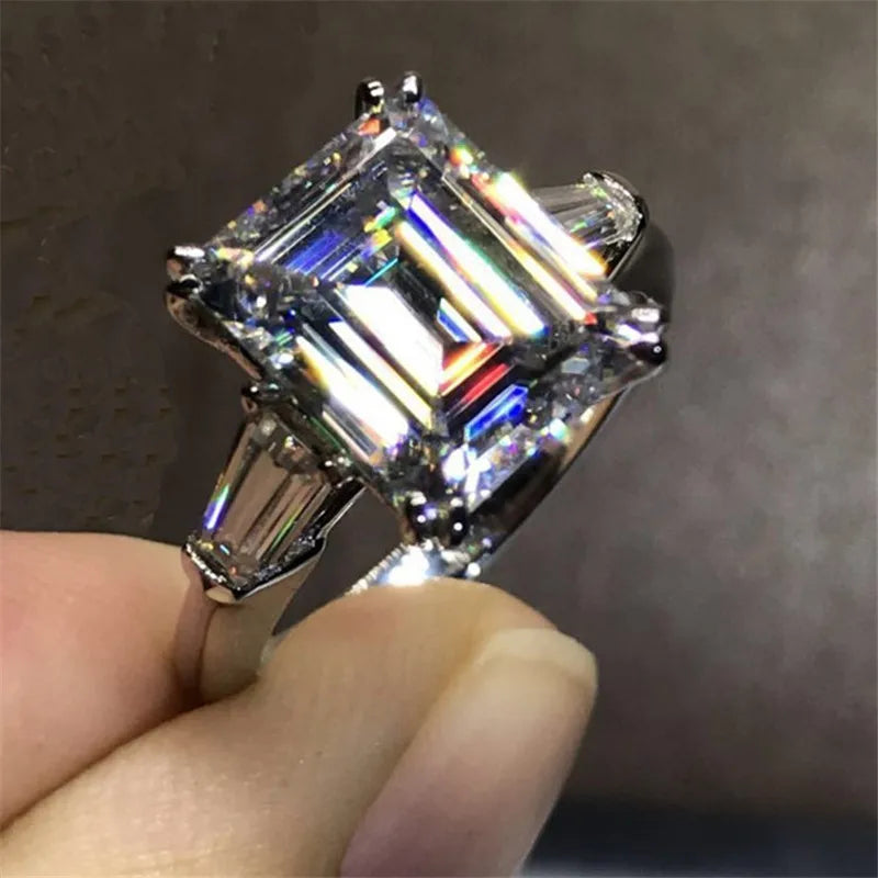 Classic Lady Lab Diamond Ring in 925 Sterling Silver Elegant Bridal Engagement Jewelry Gift for Women Style 7