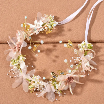 Romantic Rhinestone Floral Wreath Crown for Bridesmaids