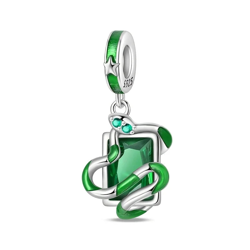 Green Monstera Leaf Charm 925 Sterling Silver Dangle Bracelet Jewelry for Women PAC1501