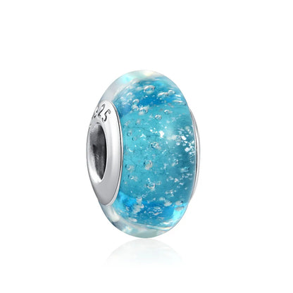 European 925 Sterling Silver Murano Glass Charm Bead in Pink Red Green and Blue for Women’s Bracelet and Necklace Jewelry