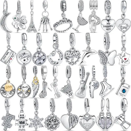 925 Silver Lucky Crown Butterfly Heart Family Tree Beads