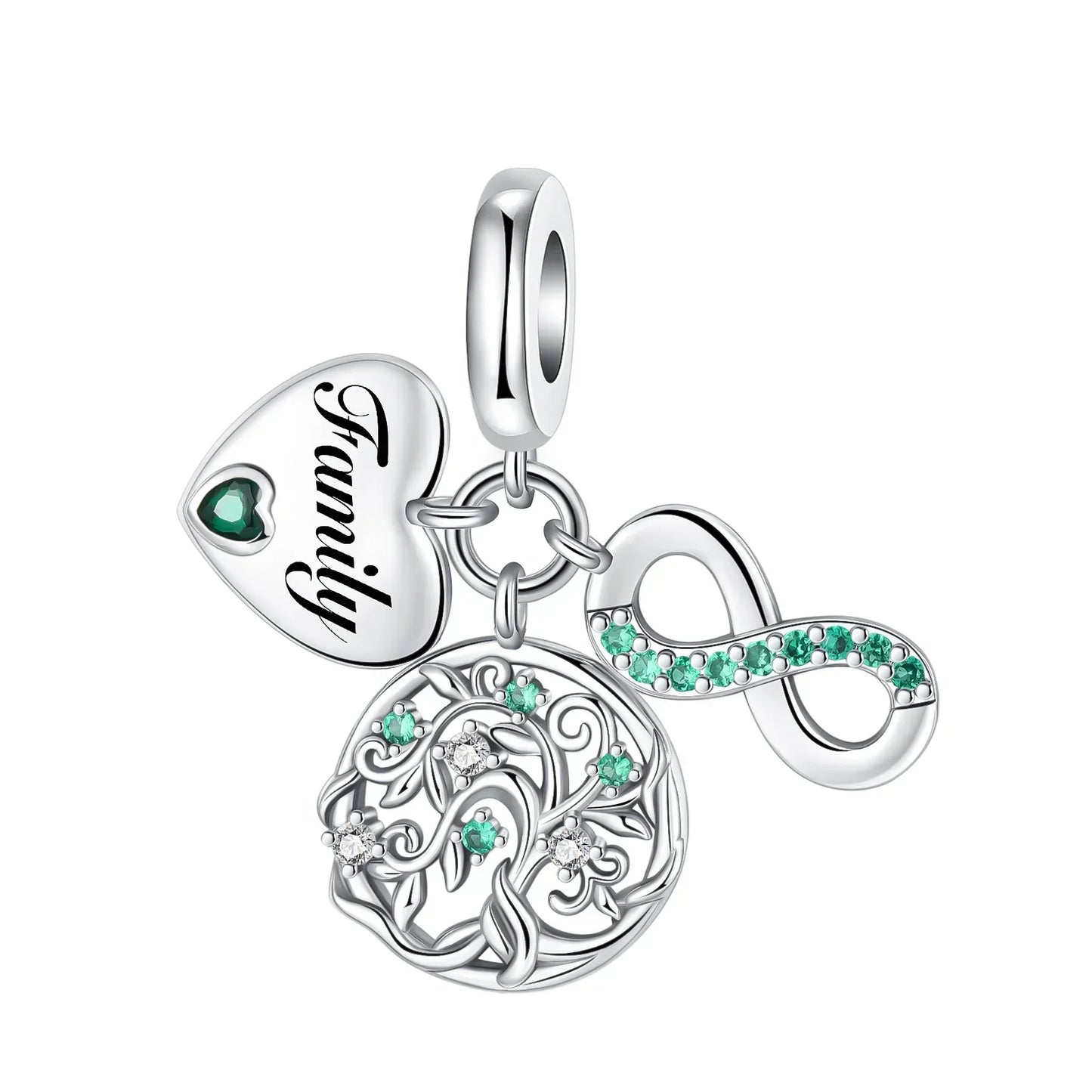 Sparkling Birthstone Heart Charm 925 Sterling Silver Pendant Bead for Mom DIY Jewelry Gift
