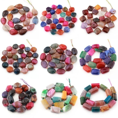 Natural Multicolor Cracked Agate Faceted Stone Beads for DIY Necklaces and Bracelets 15 Inches
