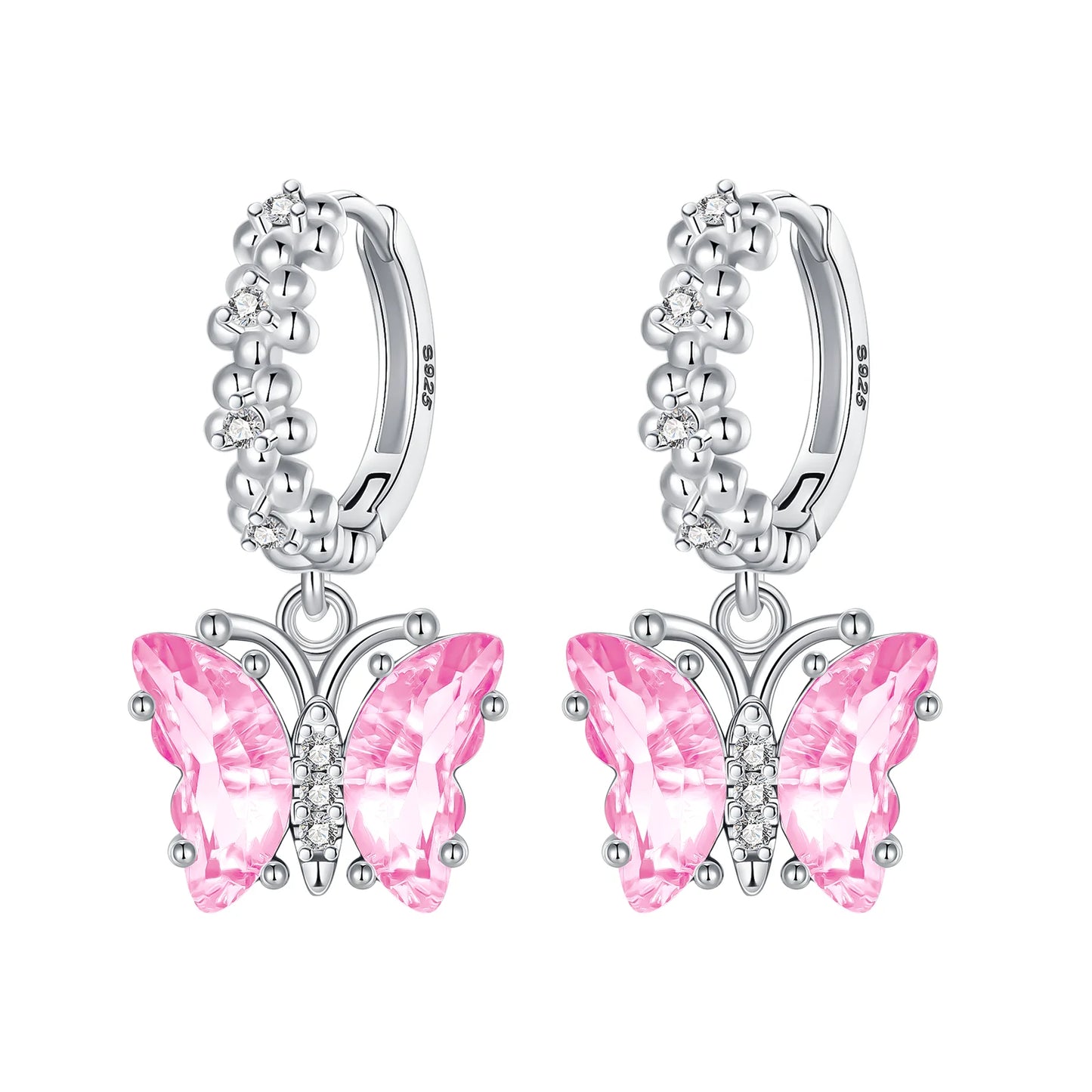 925 Sterling Silver Colorful Butterfly Heart Charms for Women DIY Jewelry Pendants Rings Earrings Bracelets