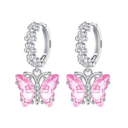 925 Sterling Silver Colorful Butterfly Heart Charms for Women DIY Jewelry Pendants Rings Earrings Bracelets