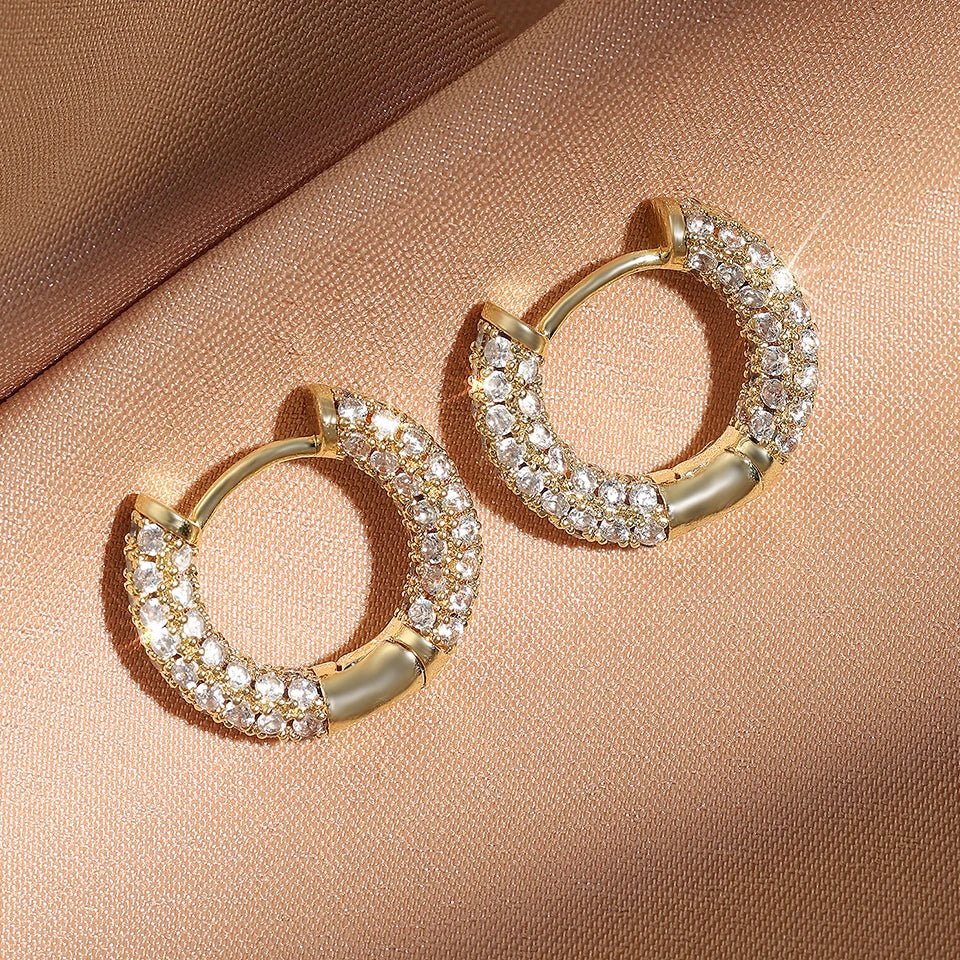 Zakol Turquoise Zircon Hoop Earrings for Women with Brilliant Cubic Zirconia Luxury Party Jewelry