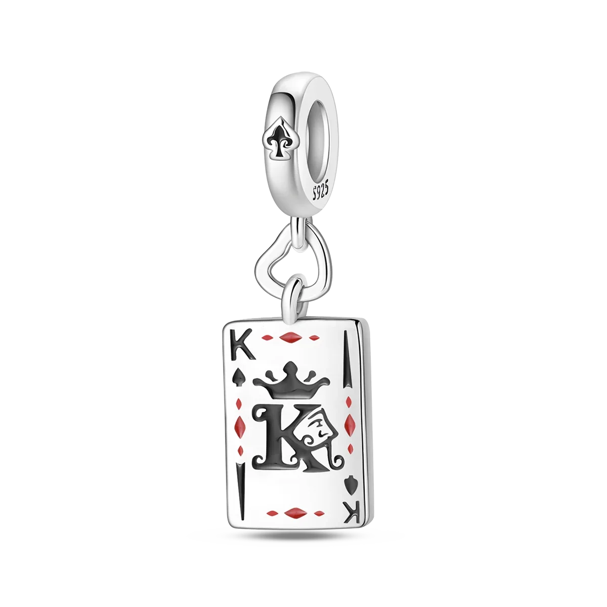 Original 925 Sterling Silver Playing Card Charms Pendant Poker Joker Hearts Spades Crown Bead Jewelry for Bracelets and Necklaces