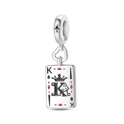 Original 925 Sterling Silver Playing Card Charms Pendant Poker Joker Hearts Spades Crown Bead Jewelry for Bracelets and Necklaces
