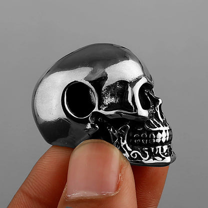 Retro Gothic Skull Pendant Necklace for Men - Bold Titanium Stainless Steel Biker Jewelry
