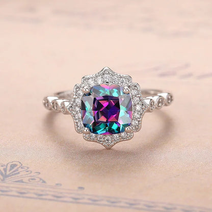 Elegant 925 Sterling Silver Flower Ring with Pave CZ for Women