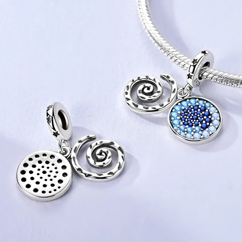 Sterling Silver Cat and Flower Heart Charm for DIY Bracelet Jewelry KTC1661