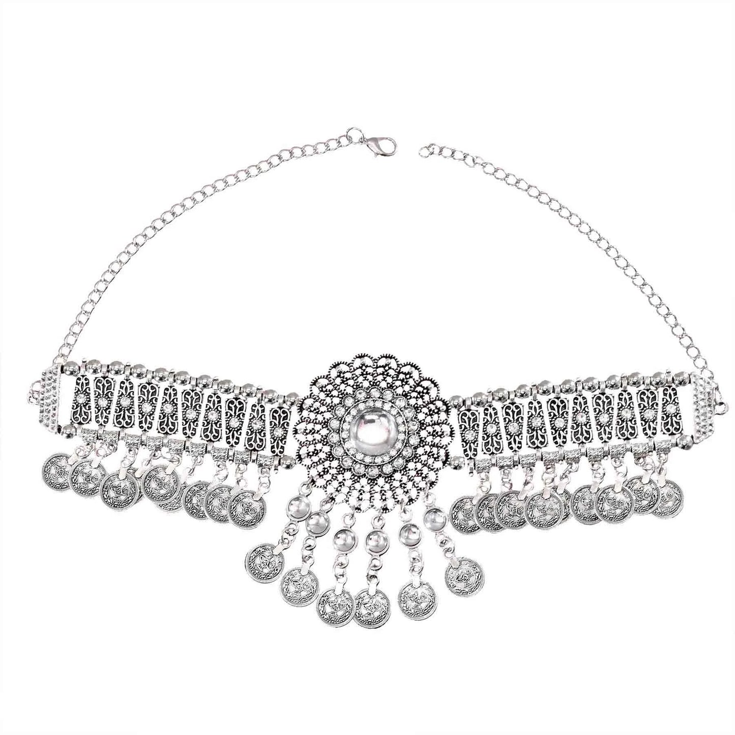 Indian Vintage Coin Tassel Choker Necklace for Women Ethnic Boho Jewelry Gift