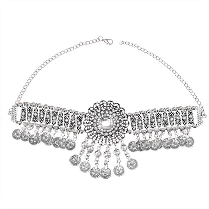 Indian Vintage Coin Tassel Choker Necklace for Women Ethnic Boho Jewelry Gift