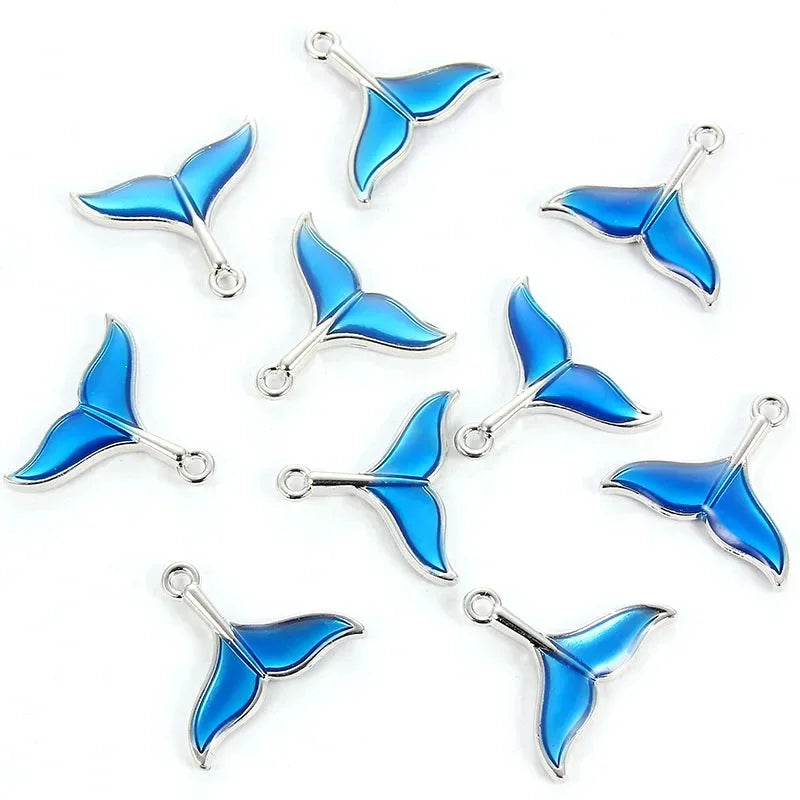 Elegant Alloy Fish Whale Tail Charms for DIY Jewelry Making - Set of 10