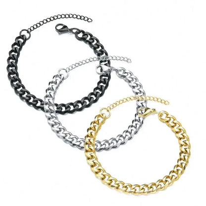 Stainless Steel Cuban Link Chain Necklace for Men and Women Punk Choker Jewelry 3.5-7MM 50CM 20inch 5MM