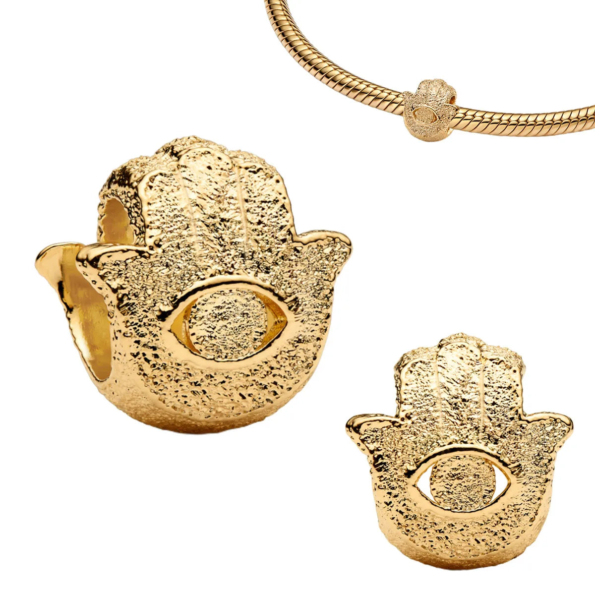 925 Sterling Silver Golden Round Charms with Horse Lion Castle Beads for DIY Womens Jewelry Gift
