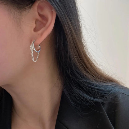 Vintage 925 Sterling Silver Tassel Chain Earrings for Women - Allergy-Free Party Jewelry