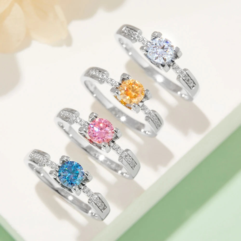 WUIHA Moissanite Diamond 18K Gold Ring for Women Wedding Engagement 925 Sterling Silver Jewelry