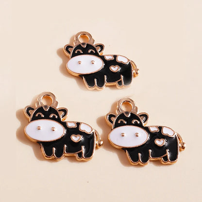 10 Pieces Mixed Cute Animal Charms Enamel Butterfly Cow Snail Cat Rabbit Deer Pendants for DIY Jewelry Making