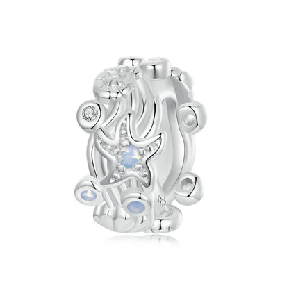 Genuine 925 Sterling Silver Vintage Galaxy Round Charms Top Rated Openwork Beads for Authentic Bracelets BSC1019