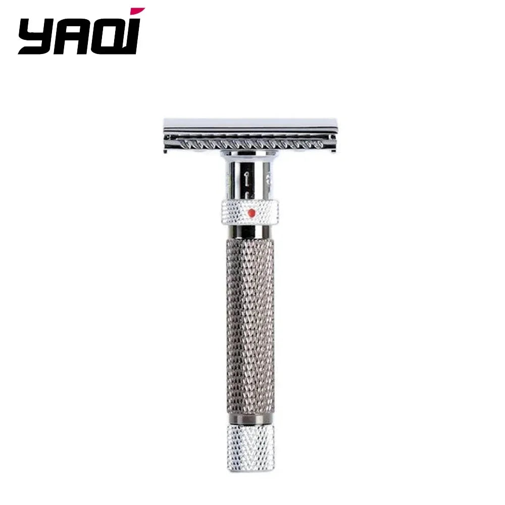 Yaqi Adjustable Stainless Steel Safety Razor For Men Chrome Gunmetal Finish