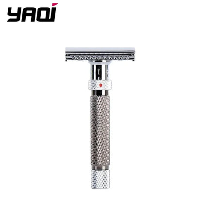 Yaqi Adjustable Stainless Steel Safety Razor For Men Chrome Gunmetal Finish