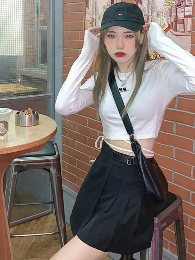Sexy Crop Long Sleeve Bandage Top Harajuku Ulzzang Women