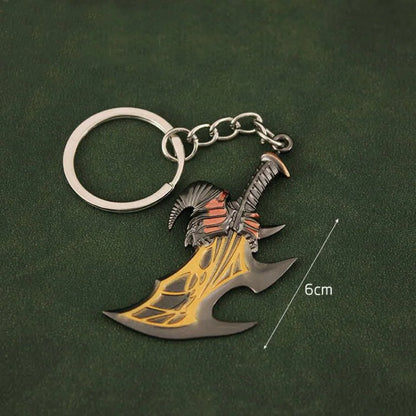 Mini God of War Kratos Blade of Chaos Keychain Metal Model for Men Party Jewelry