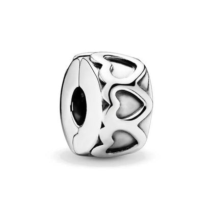 Diy White Pave Dog Paw Moon Bead 925 Sterling Silver Bracelet Necklace Jewelry for Women