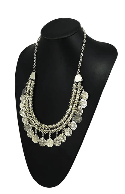 Indian Vintage Coin Tassel Choker Necklace for Women Ethnic Boho Jewelry Gift