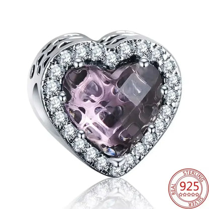 925 Sterling Silver Purple Star Animal Heart Flower Charms Beads for DIY Necklace and Bracelet Jewelry Gift