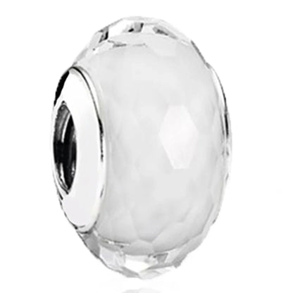 925 Sterling Silver Cosmic Rainbow Murano Glass Beads with Flower and Leaf Charms for DIY Women Jewelry